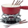 Swissmar KF-66517 Lugano 2-Quart Cast Iron Cheese Fondue Set, 9-Piece, Cherry Red