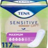 TENA Intimates Maximum Absorbency Incontinence/Bladder Control Pad for Women, Long Length, 117 Count (3 Packs of 39)