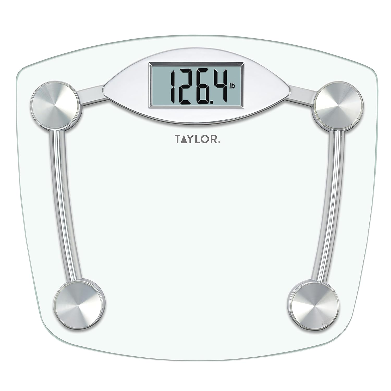 Taylor Digital Bathroom Scale, Highly Accurate Body Weight Scale, Instant On and Off, 400 lb, Sturdy Clear Glass with Chrome Finish Base Taylor Digital Bathroom Scale, Highly Accurate Body Weight Scale, Instant On and Off, 400 lb, Sturdy Clear Glass with Chrome Finish Base