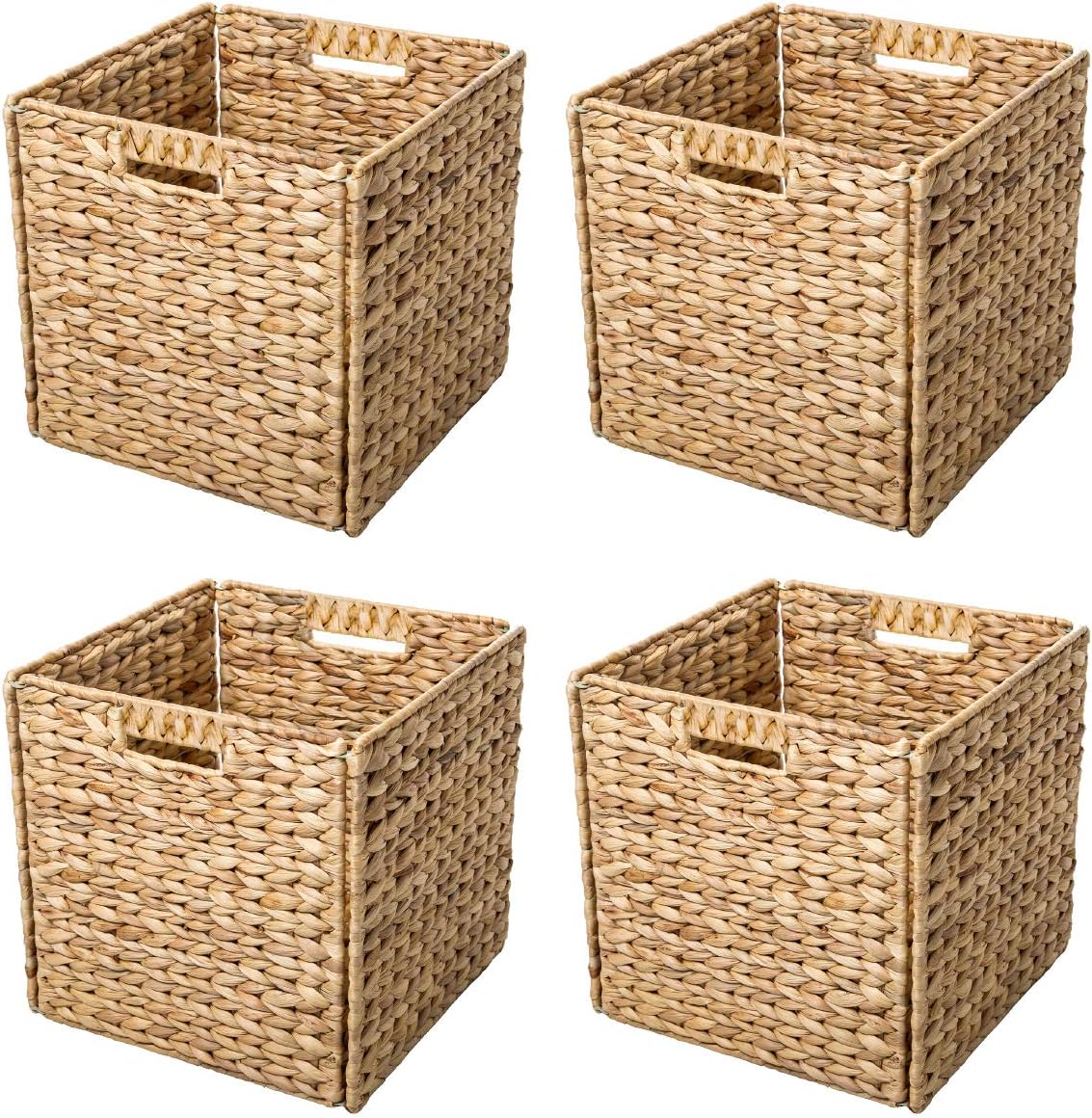 Trademark Innovations Foldable Hyacinth Storage Baskets with Iron Wire Frame (Set of 4) Trademark Innovations Foldable Hyacinth Storage Baskets with Iron Wire Frame (Set of 4)
