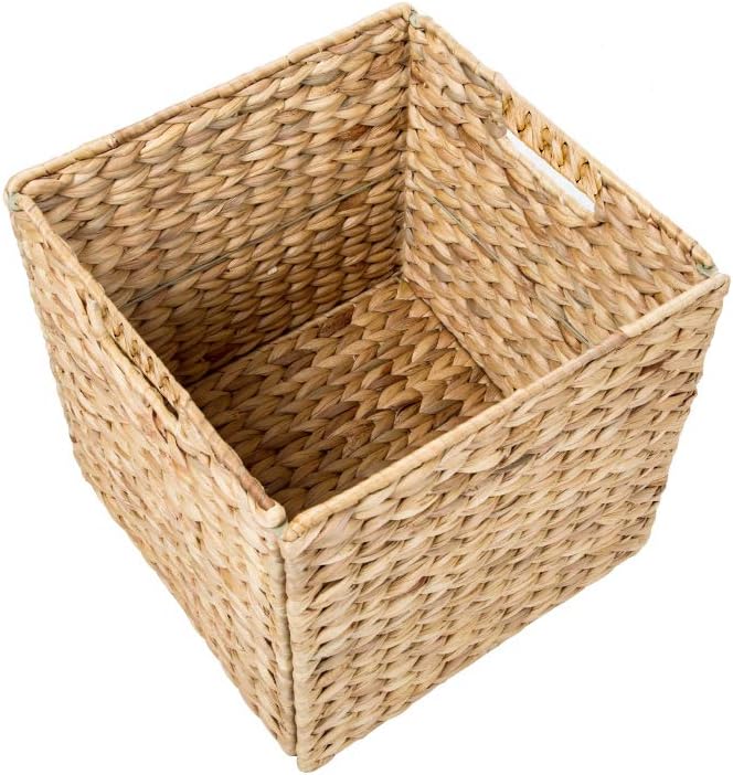 Trademark Innovations Foldable Hyacinth Storage Baskets with Iron Wire Frame (Set of 4)1