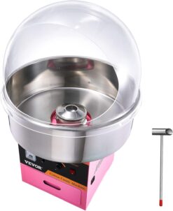 VEVOR Electric Cotton Candy Machine with Cover, 1000W Commercial Floss Maker w/Stainless Steel Bowl, Sugar Scoop and Drawer, Perfect for Home, Carnival, Kids Birthday, Family Party, Pink