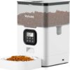VOLUAS Automatic Cat Feeders - Dry Food Dispenser with Timer, Desiccant Bag, Programmable Portion Size Control 4 Meals Per Day, 10s Voice Recorder, White Transparent