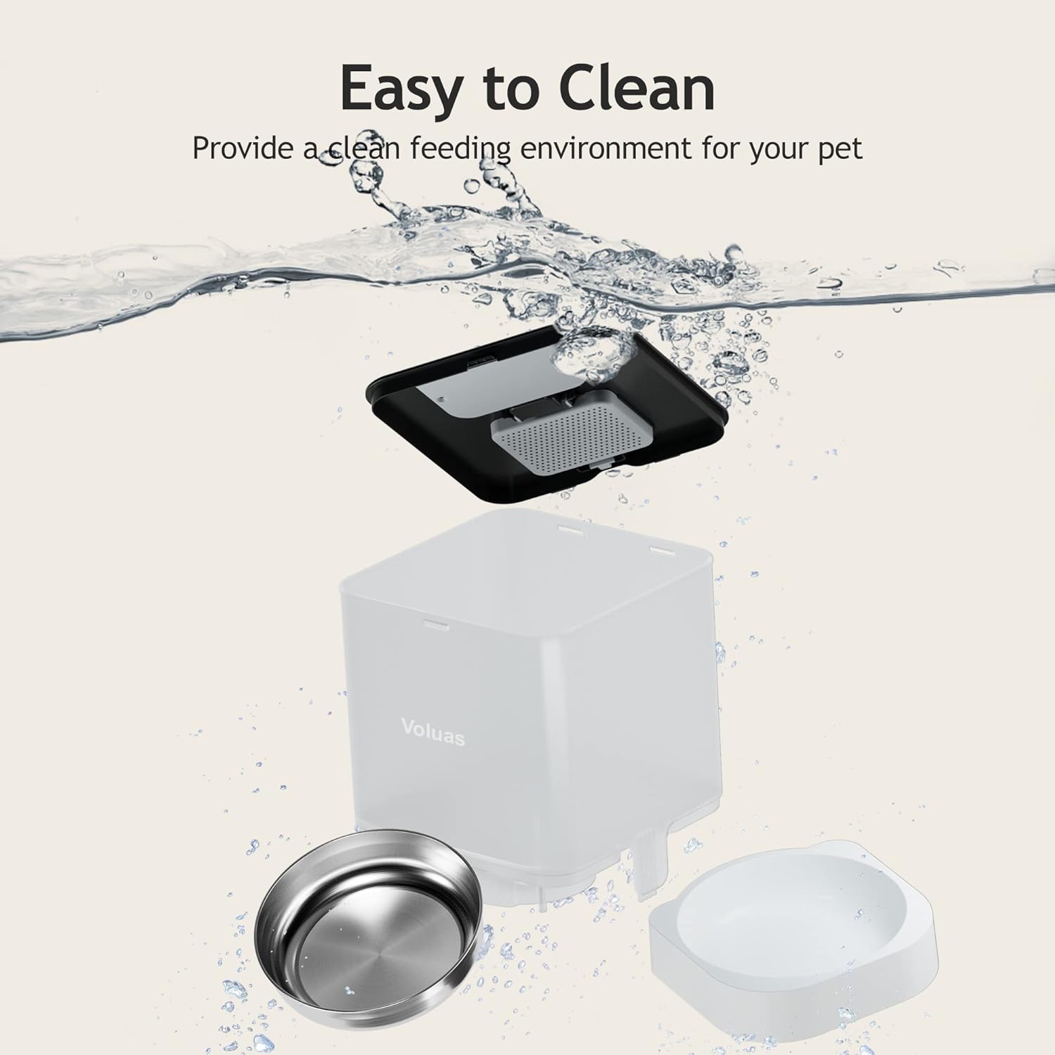 VOLUAS Automatic Cat Feeders - Dry Food Dispenser with Timer, Desiccant Bag, Programmable Portion Size Control 4 Meals Per Day, 10s Voice Recorder, White Transparent7