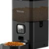 VOLUAS Cat Dry Food Dispenser with Timer, Automatic Cat Feeders with Desiccant Bag, Programmable Portion Size Control 4 Meals Per Day, 10s Voice Recorder, Black Transparent