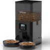 Voluas Automatic Cat Feeders for Two Cats, Double Pet Feeder with 2 Stainless Steel Bowls,6L Timed Cat Feeder with Memory Function, Pet Food Dish, Double Meal Black Transparent