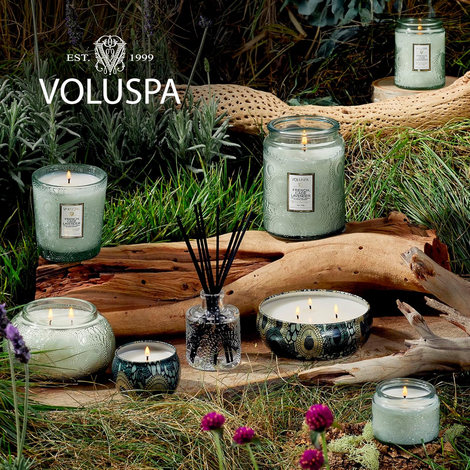 Voluspa French Cade Lavender Candle, 18 oz, Coconut Wax Blend, Scented Candles for Home, 100 Hour Burn Time, Candle Jars6