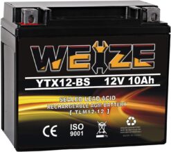 Weize YTX12-BS Motorcycle Battery High Performance - Maintenance Free - Sealed YTX12 BS AGM Rechargeable ATV Batteries compatible with Honda Kawasaki Suzuki