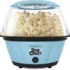 West Bend PC8270BL13 Stir Crazy Hot Oil Popcorn Popper, Popcorn Maker Machine with Large Serving Bowl Lid and Stirring Rod, 6 Qt, Blue