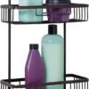 Zenna Home Hanging Shower Caddy, Over the Shower Head Bathroom Storage, Rustproof, No Drilling, Bath Organizer with 2 Shelves, Soap Tray, Razor Holders and Hooks, Bronze