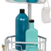 Zenna Home Rustproof Tension Pole Shower Caddy, Corner Caddy with 4 Bathroom Storage Shelves, Adjusts from 60 to 108 Inches, Aluminum, Satin Chrome