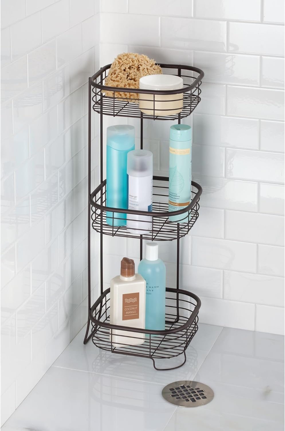 iDesign Standing Shower Caddy Organizer, The Forma Collection – 9.5 x 9.5 x 26.25, Bronze4
