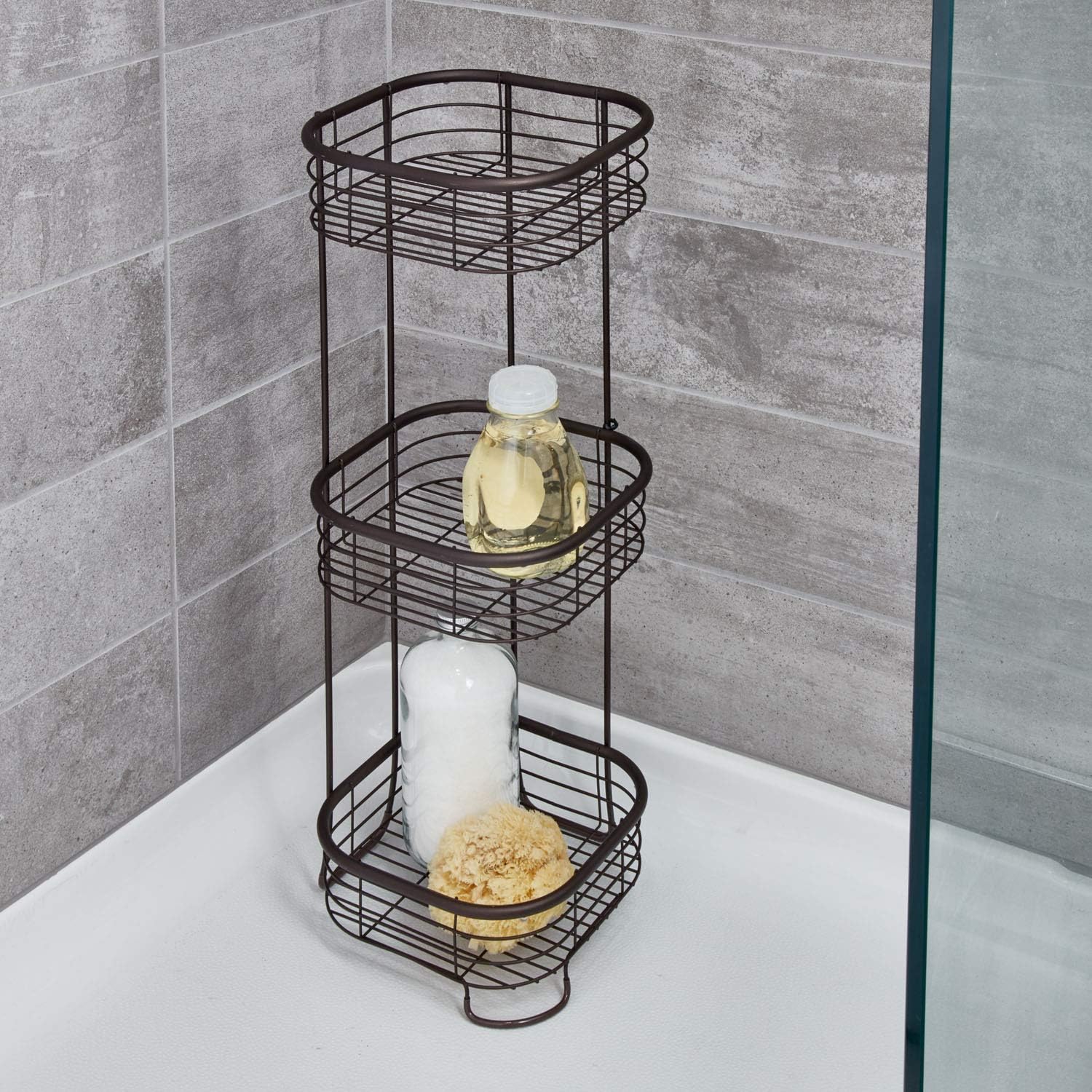 iDesign Standing Shower Caddy Organizer, The Forma Collection – 9.5 x 9.5 x 26.25, Bronze5