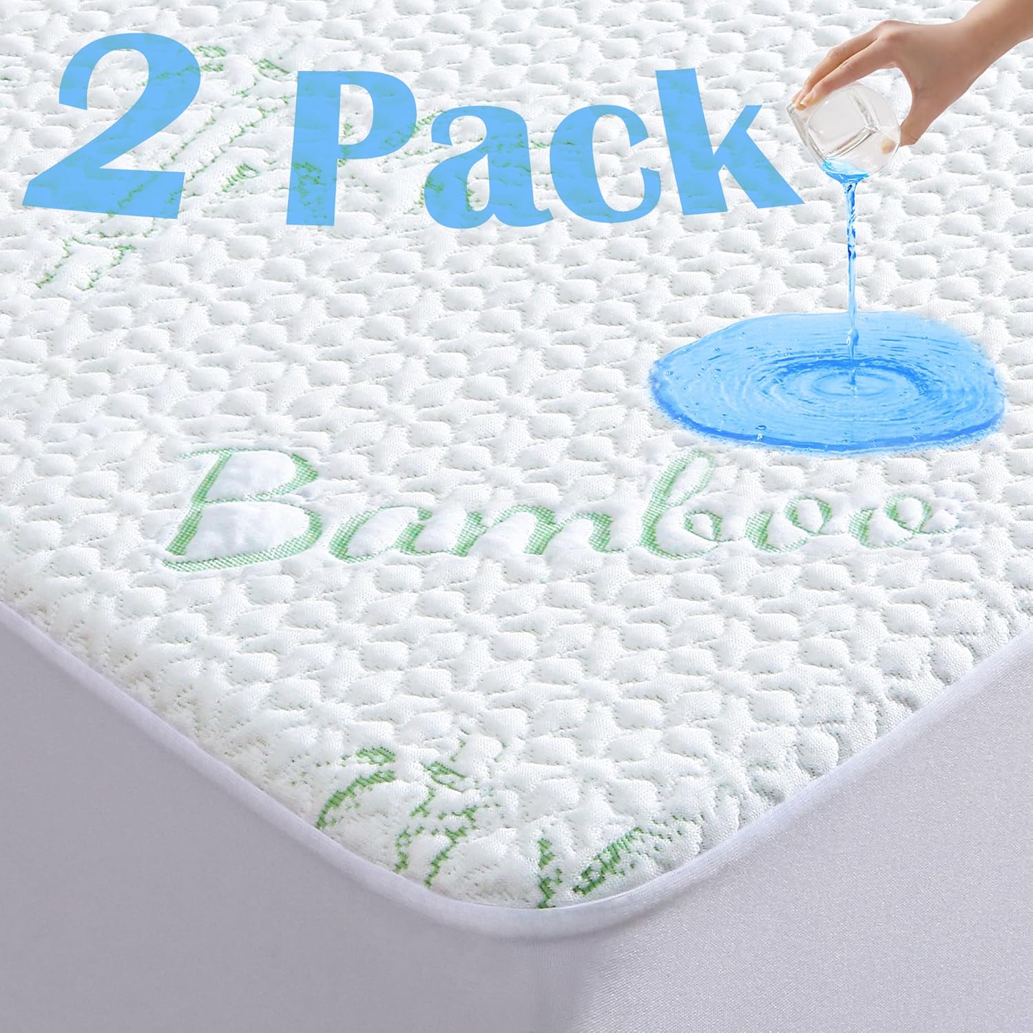 2 Pack Twin Size Mattress Protector, Breathable Bamboo Viscose Waterproof Twin Mattress Pad Cover with 6-16 inches Deep Pocket 2 Pack Twin Size Mattress Protector, Breathable Bamboo Viscose Waterproof Twin Mattress Pad Cover with 6-16 inches Deep Pocket