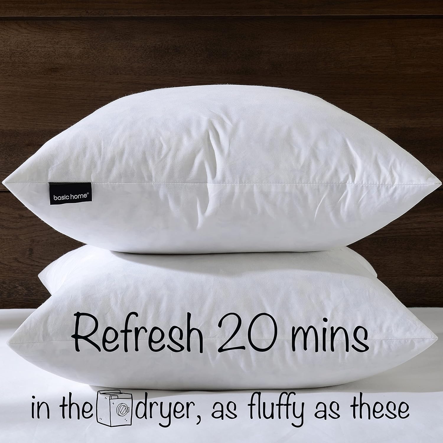 24x24 Euro Throw Pillow Inserts-Down Feather Pillow Inserts-Cotton Fabric-Set of 2-White.1