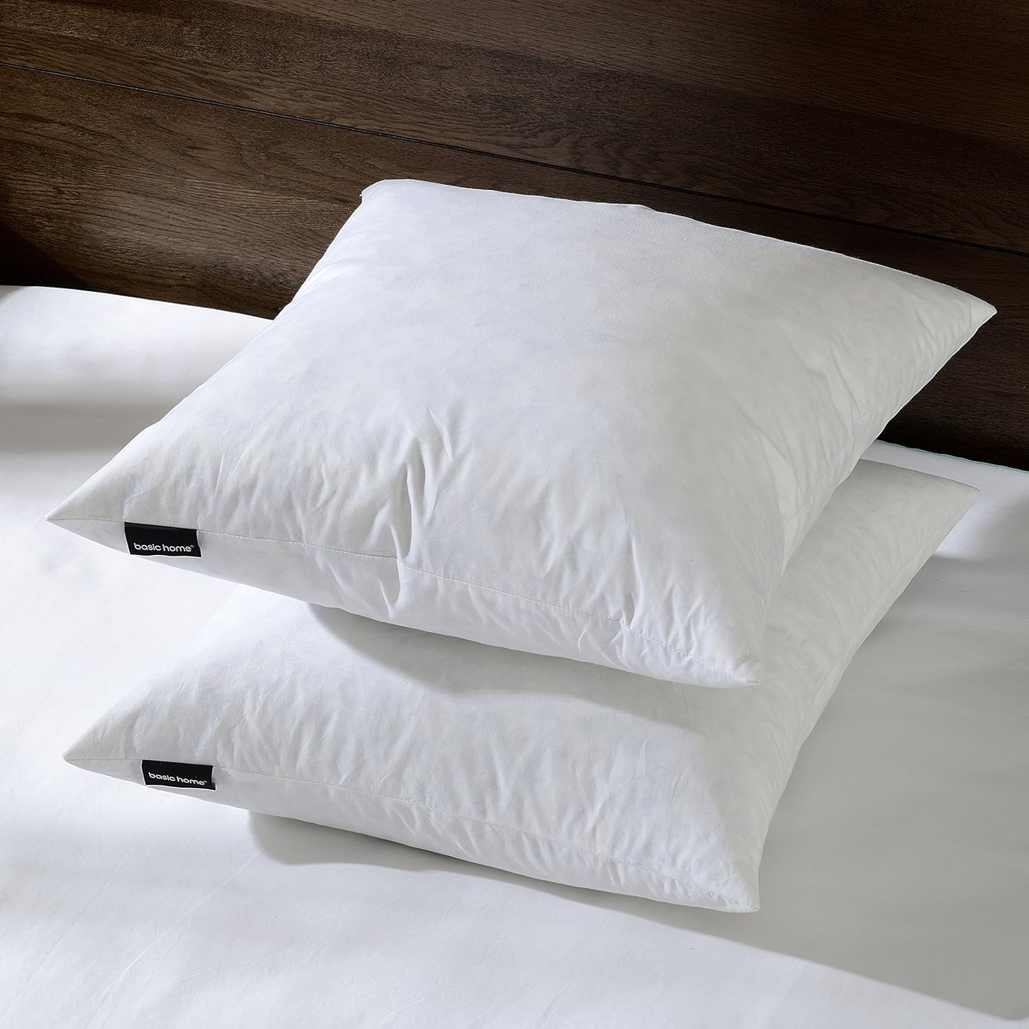 24x24 Euro Throw Pillow Inserts-Down Feather Pillow Inserts-Cotton Fabric-Set of 2-White.5