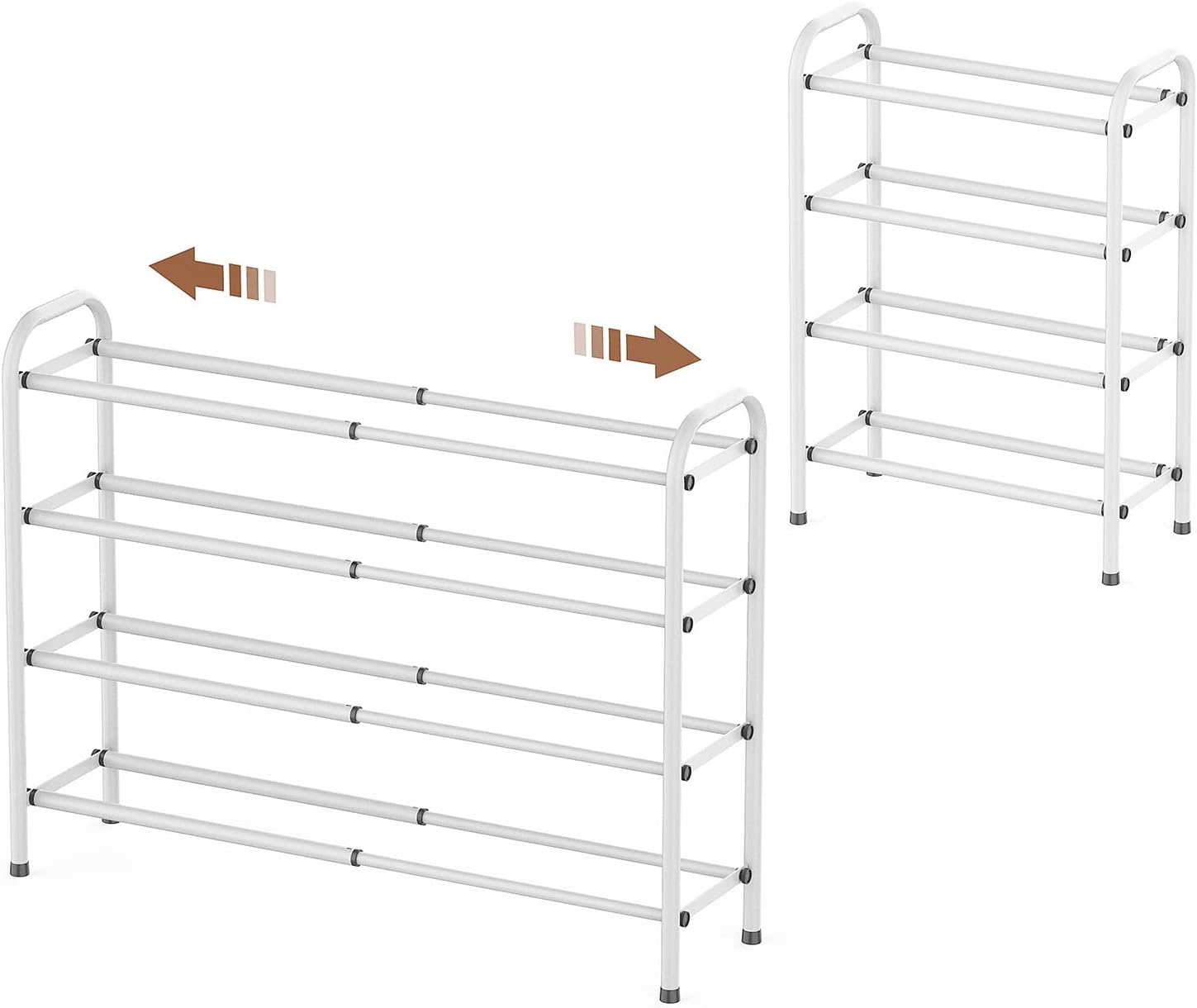 4-Tier Expandable Shoe Rack,Adjustable Shoe Shelf Storage Organizer Heavy Duty Metal Free Standing Shoe Rack for Entryway Closet Doorway (White) 4-Tier Expandable Shoe Rack,Adjustable Shoe Shelf Storage Organizer Heavy Duty Metal Free Standing Shoe Rack for Entryway Closet Doorway (White)