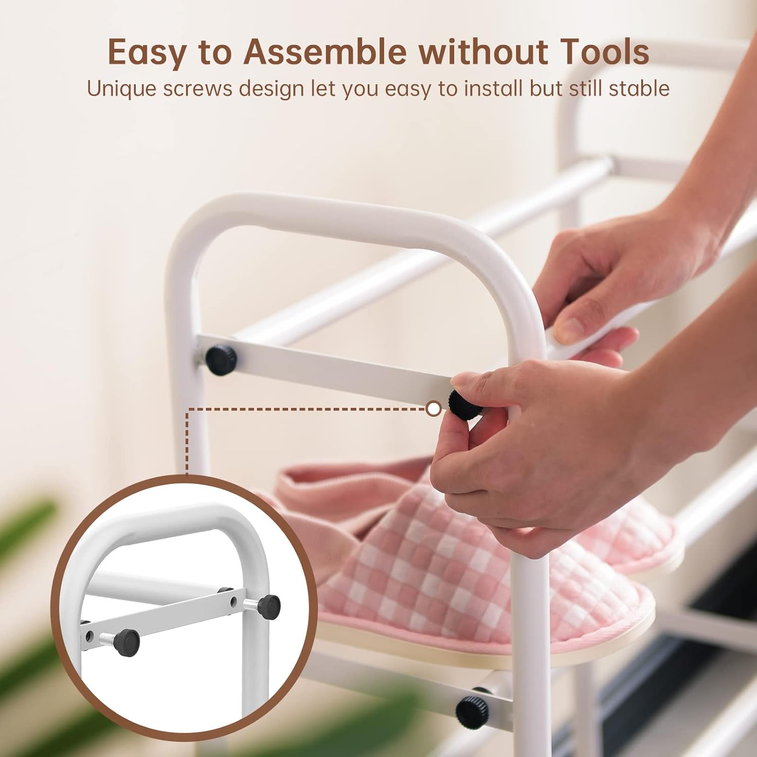4-Tier Expandable Shoe Rack,Adjustable Shoe Shelf Storage Organizer Heavy Duty Metal Free Standing Shoe Rack for Entryway Closet Doorway (White)1