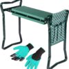 Abco Tech Garden Stool & Kneeler - Kneeler & Stool for Gardening, Foldable Garden Seat for Storage, Garden Kneelers for Seniors, Great Gardening Gifts for Women, Bench Comes with Tool Pouch & Gloves