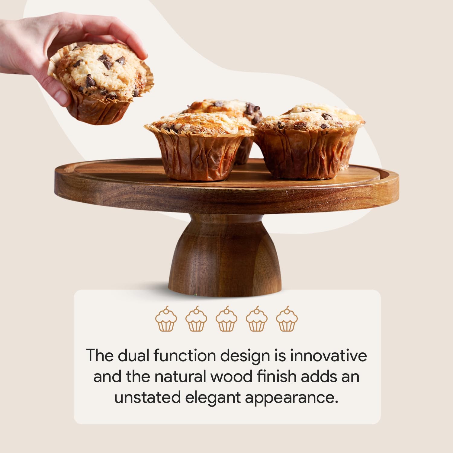 Acacia Wood Cake Stand with Lid - Multifunctional 12 In Round Cake Holder, Dessert Table Display Set & Charcuterie Board for Cheese, Chips, Fruit Platter, Acrylic Cake Dome Cover, No Glass0