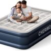 Air Mattress, 18 inch High Thicken Sturdy Full Size Inflatable Mattress with Built in Pump, Quickly Inflatable, Portable Blow up Mattress for Camping, Guests & Home, Air Bed with Carry Bag