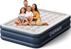 Air Mattress Queen with Built in Pump, 18 inch High Thicken Sturdy Inflatable Mattress for Guests & Home, 3 Mins Inflatable, Waterproof Blow up Mattress with Carry Bag, Air Bed for Camping