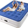 Air Mattress Queen with Built in Pump,18 Inch Elevated Quick Inflation/Deflation Inflatable Bed, High Durability Blow Up Mattresses for Camping, Indoor, Guests Air Bed, Blue