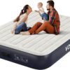 Air Mattress Queen with Built in Pump, 13'' Inflatable Mattress of Vertical Beams, Self Inflatable/Deflation Blow Up Mattress in 3 Mins, Flocked Top Airbed with Carry Bag for Home, Camping