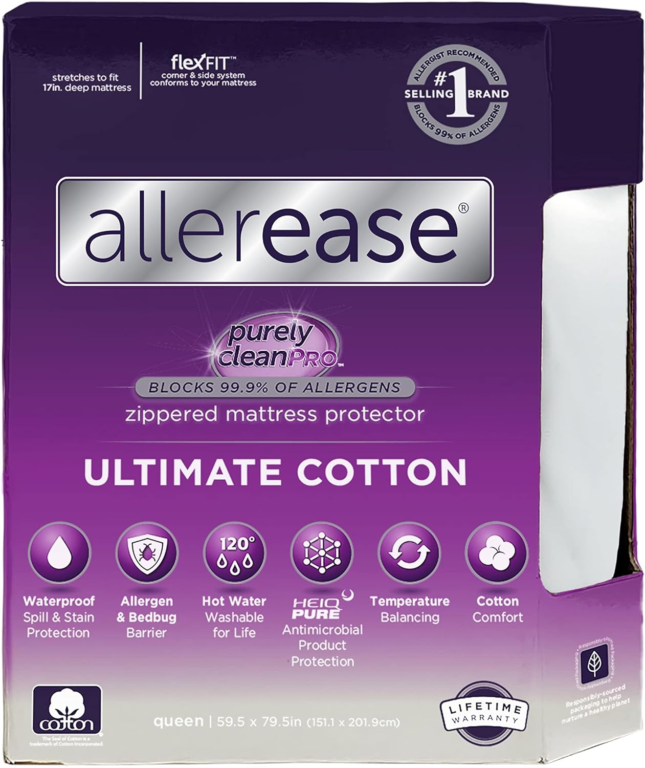 AllerEase Ultimate Allergy Protection and Comfort Zippered Mattress Protector, Queen AllerEase Ultimate Allergy Protection and Comfort Zippered Mattress Protector, Queen