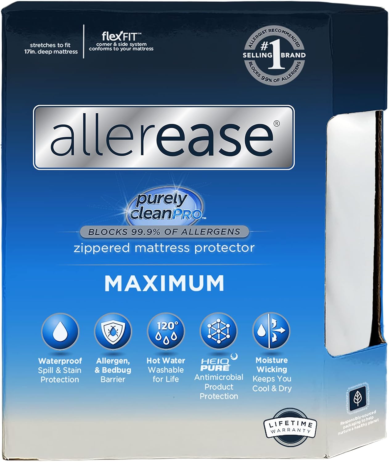 AllerEase Waterproof Mattress Protector, Maximum Allergy Mattress Protector, Full Mattress Cover AllerEase Waterproof Mattress Protector, Maximum Allergy Mattress Protector, Full Mattress Cover