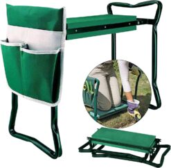 BDL Garden Kneeler Seat with Upgraded Thicken Kneeling Pad and 1 Large Tool Pouch, Foldable Stool 330lb Capacity-Protects Your Knees, Clothes from Dirt & Grass Stains