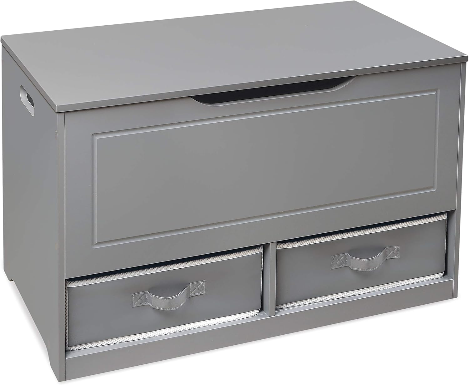 Badger Basket Kid's Up & Down Toy Box and Organizer with Two Reversible Fabric Bins - Gray Badger Basket Kid's Up & Down Toy Box and Organizer with Two Reversible Fabric Bins - Gray