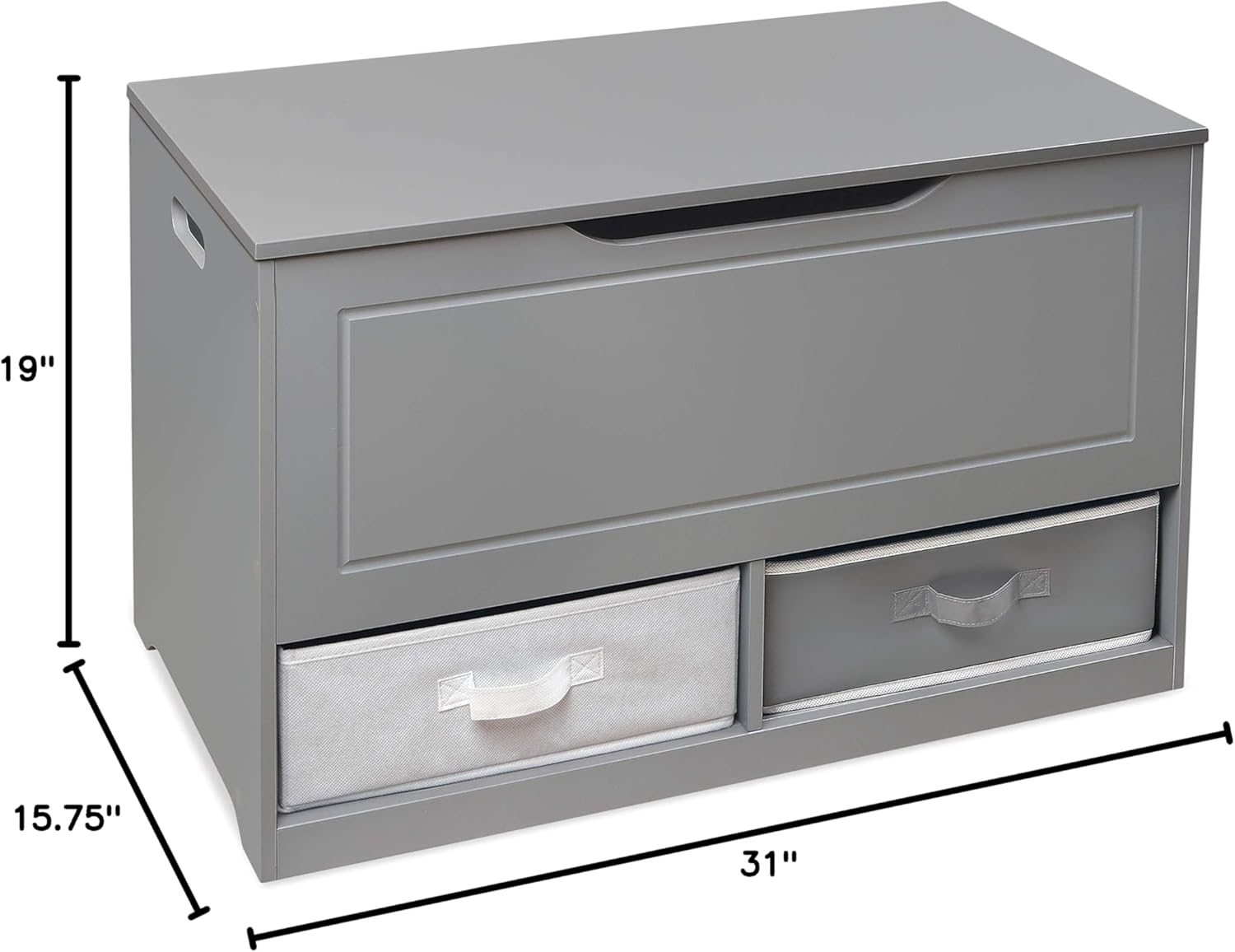 Badger Basket Kid's Up & Down Toy Box and Organizer with Two Reversible Fabric Bins - Gray4