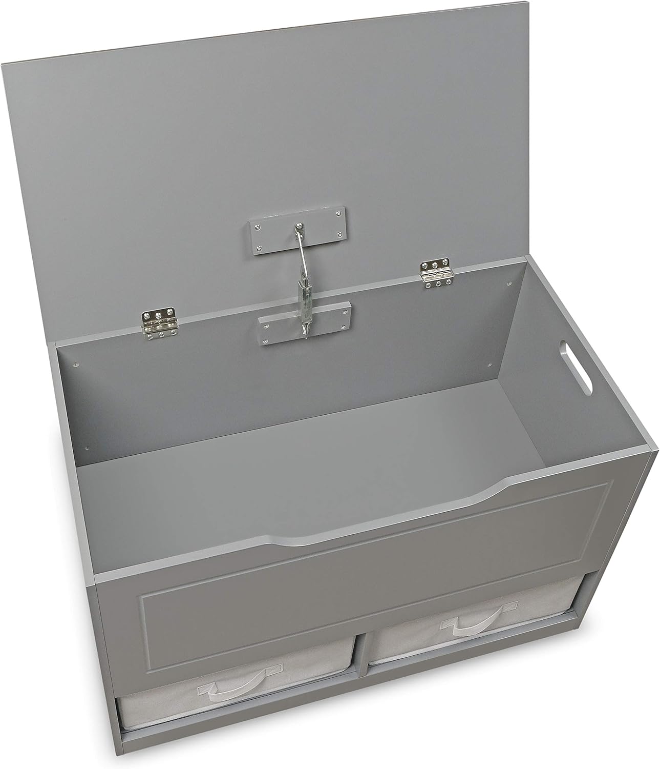 Badger Basket Kid's Up & Down Toy Box and Organizer with Two Reversible Fabric Bins - Gray7