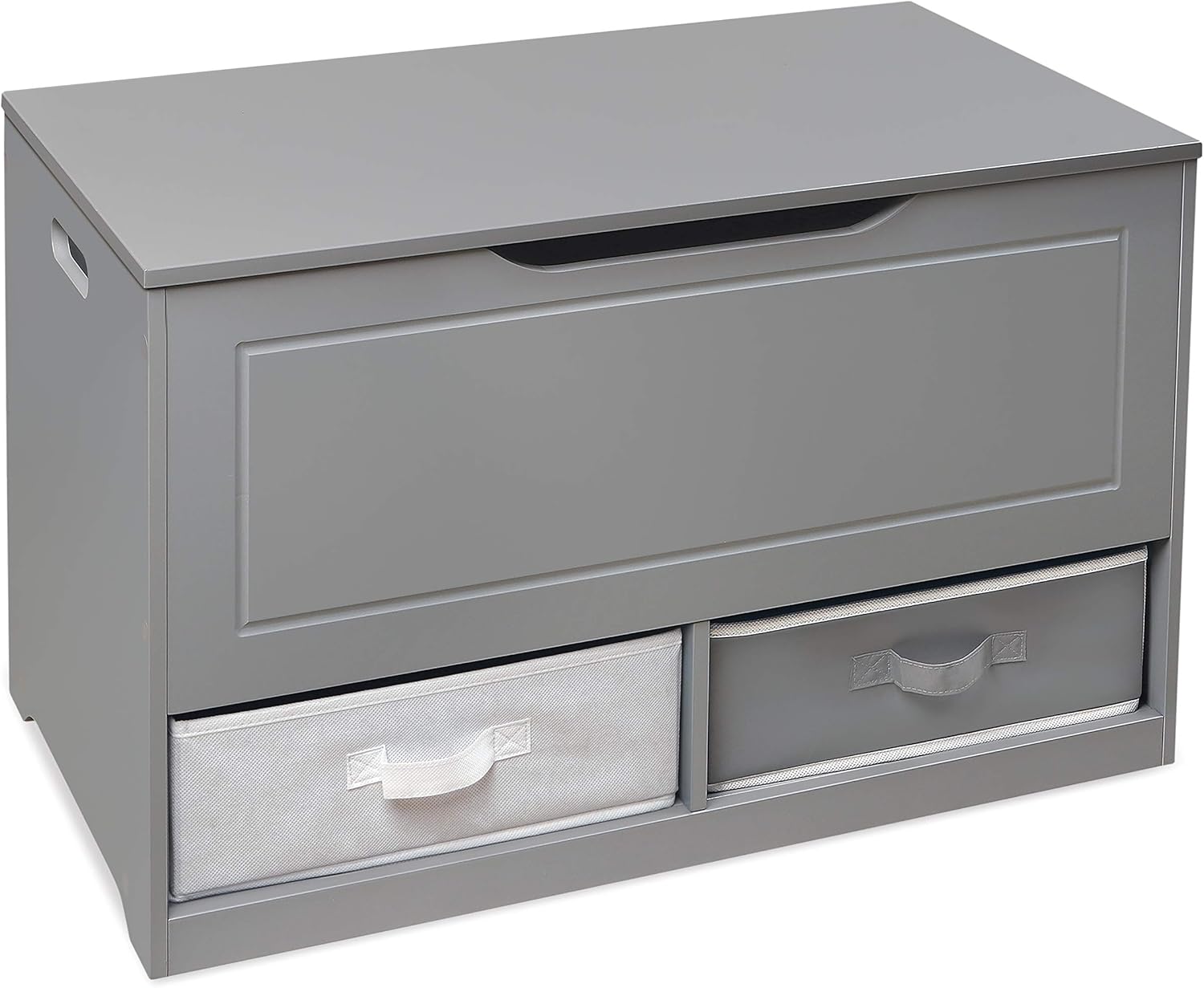 Badger Basket Kid's Up & Down Toy Box and Organizer with Two Reversible Fabric Bins - Gray9
