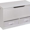 Badger Basket Kid's Up & Down Toy Box and Organizer with Two Reversible Fabric Bins - White