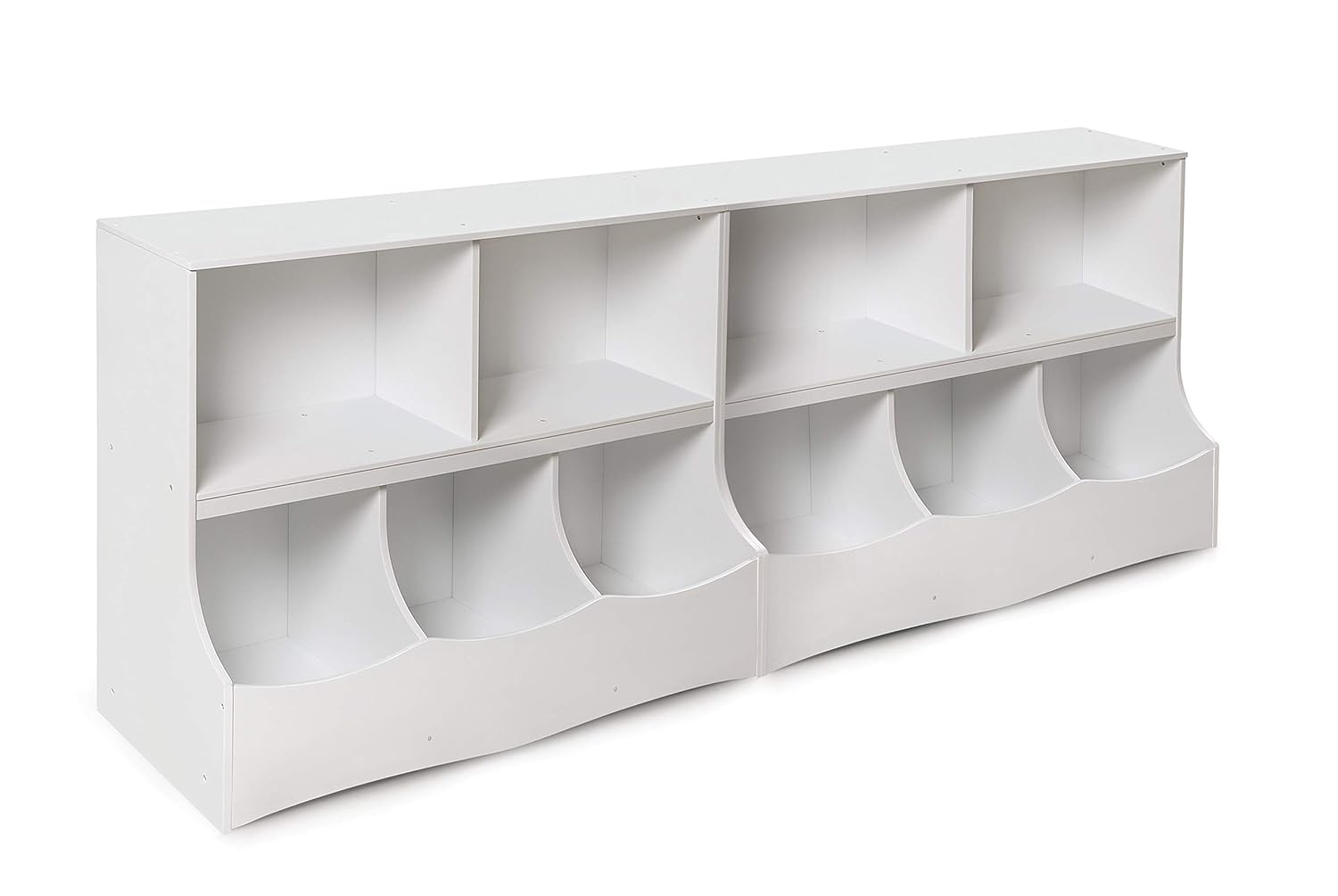 Badger Basket Multi-Bin Toy Storage Organizer and Book Shelf for Kids - Fresh White-