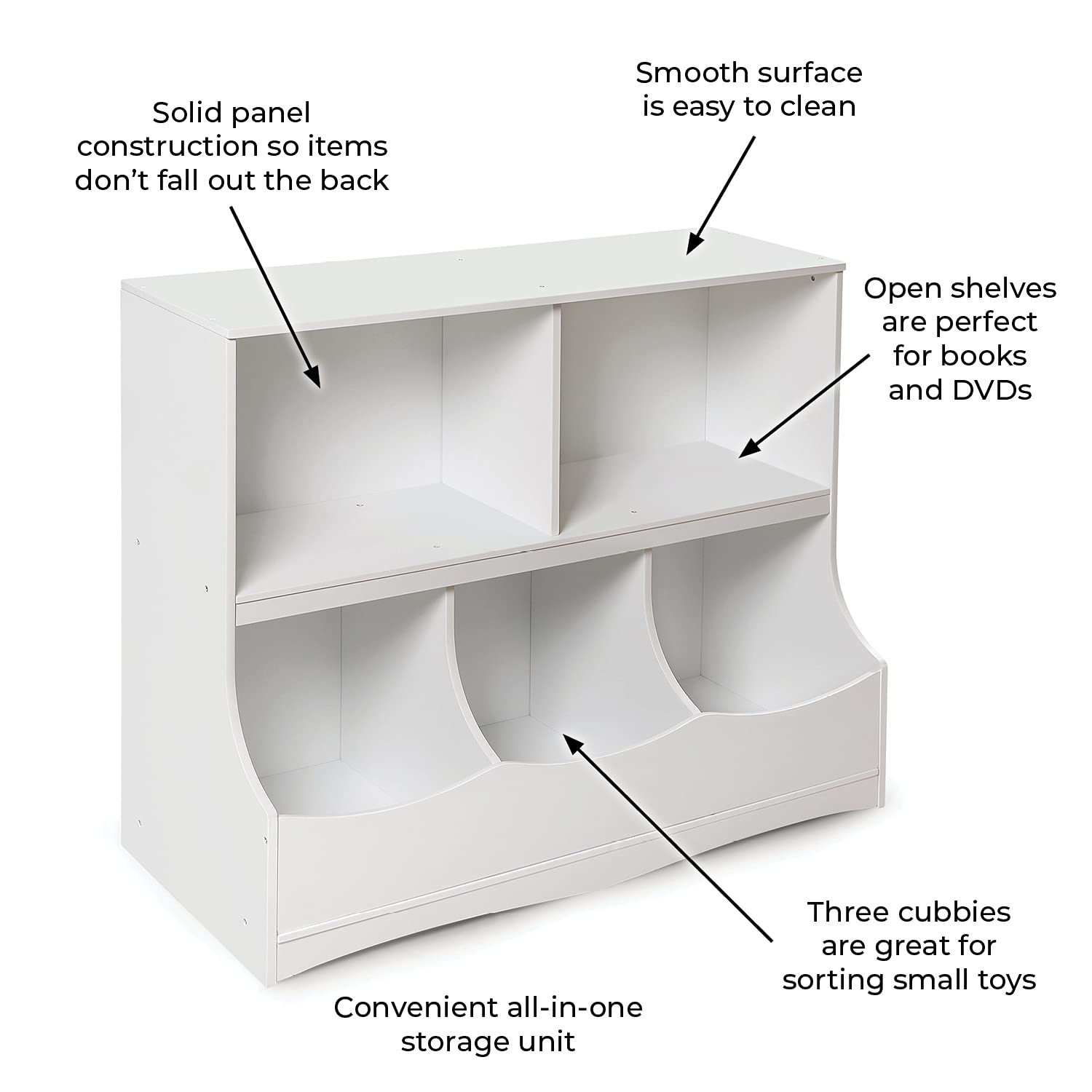 Badger Basket Multi-Bin Toy Storage Organizer and Book Shelf for Kids - Fresh White3