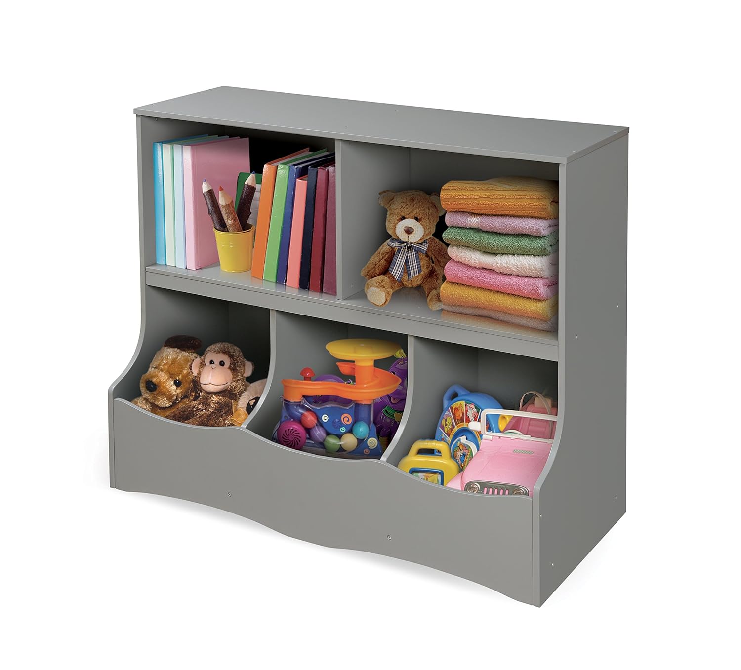 Badger Basket Multi-Bin Toy Storage Organizer and Book Shelf for Kids - Gray5