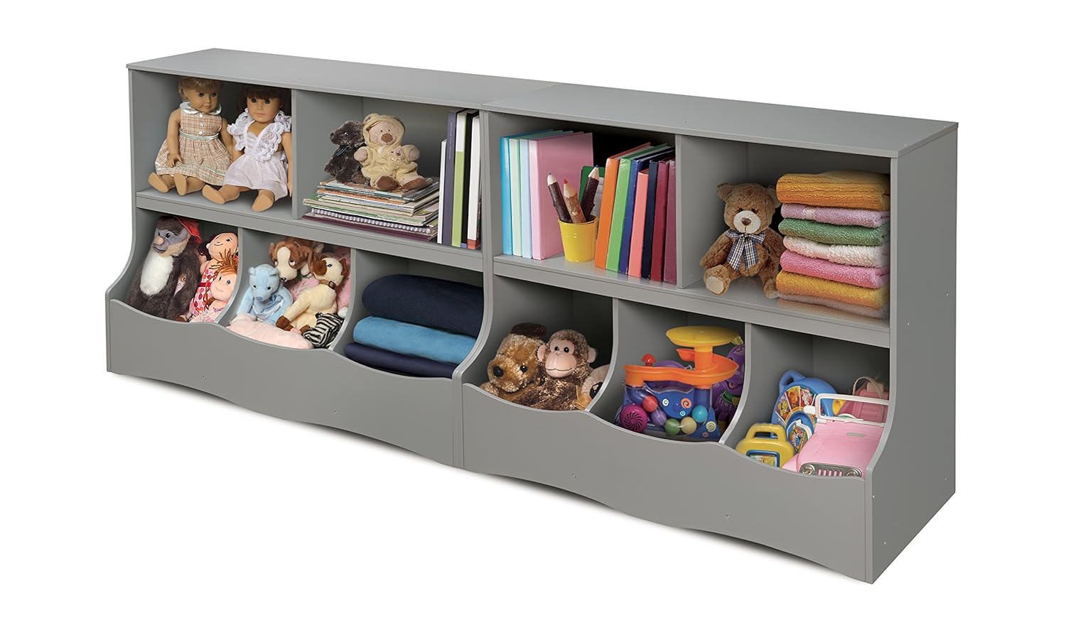 Badger Basket Multi-Bin Toy Storage Organizer and Book Shelf for Kids - Gray6