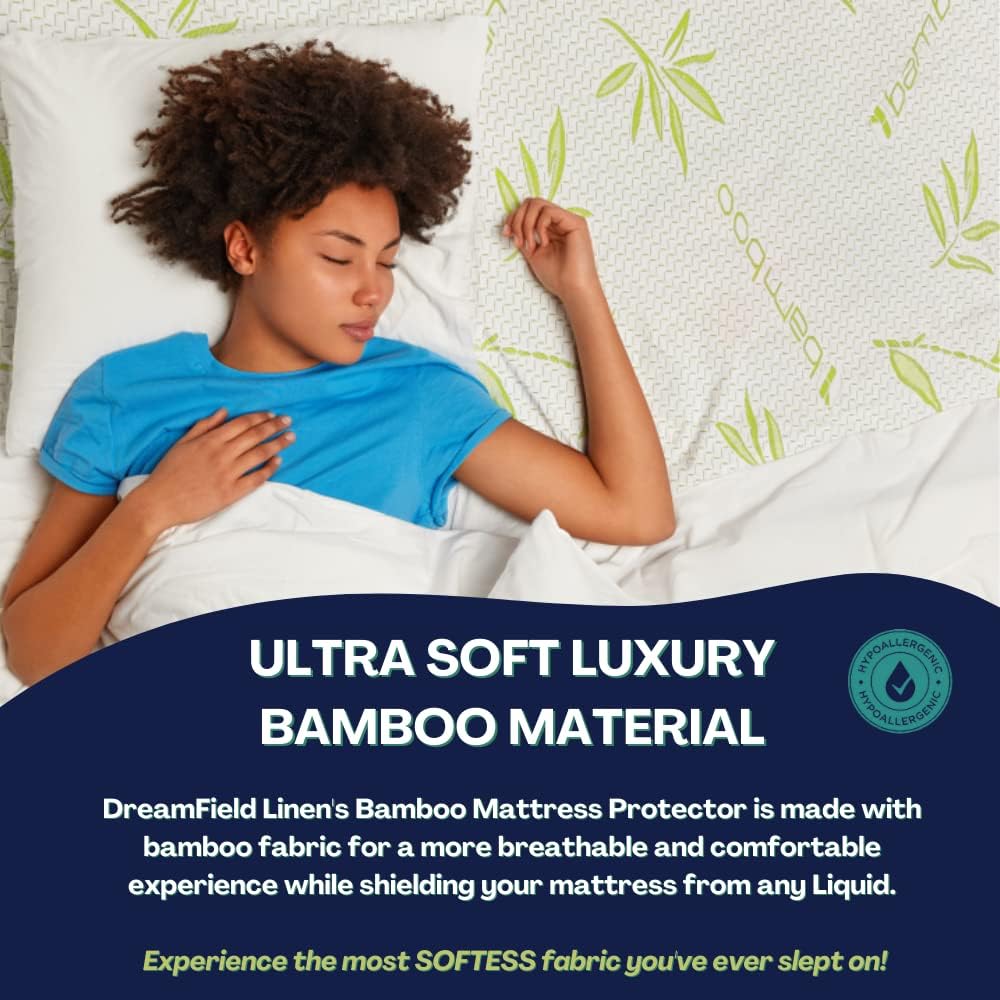 Bamboo Mattress Protector with Zipper - 100% Waterproof King Size Cooling Mattress Cover - Ultra Soft Jacquard Fabric Breathable Noiseless Mattress Pad Cover - Zippered Mattress Encasements4