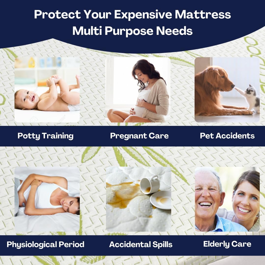Bamboo Mattress Protector with Zipper - 100% Waterproof King Size Cooling Mattress Cover - Ultra Soft Jacquard Fabric Breathable Noiseless Mattress Pad Cover - Zippered Mattress Encasements6