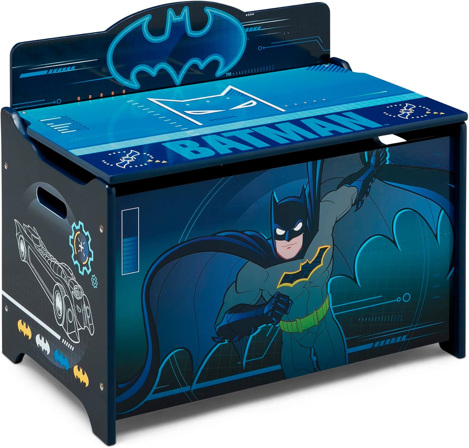 Batman Deluxe Toy Box by Delta Children Greenguard Gold Certified, Black Blue Batman Deluxe Toy Box by Delta Children Greenguard Gold Certified, Black/Blue