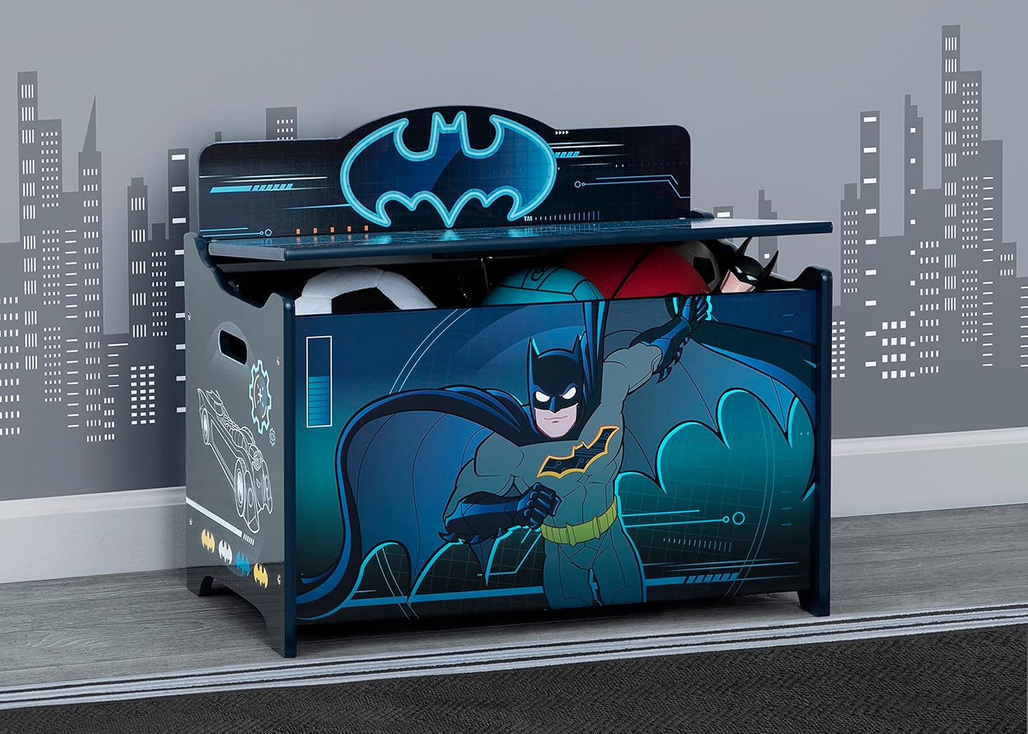 Batman Deluxe Toy Box by Delta Children Greenguard Gold Certified, Black Blue1