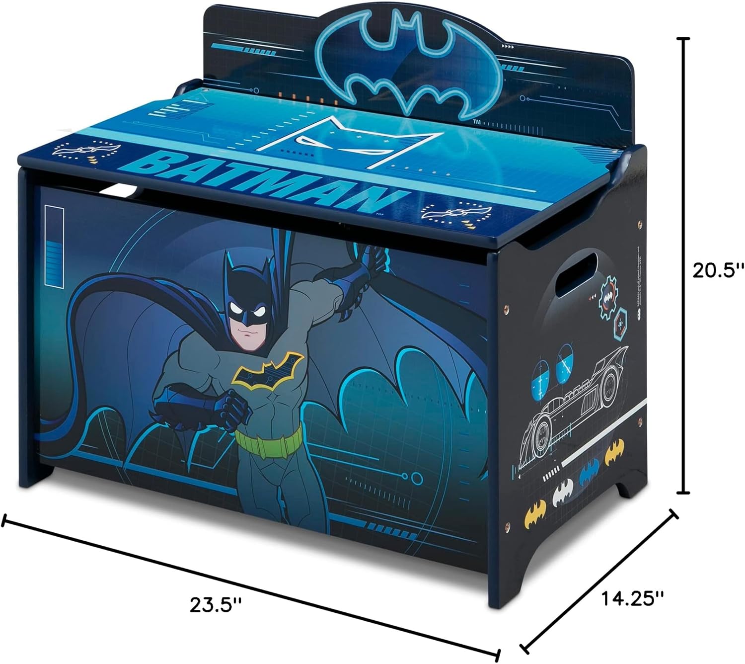 Batman Deluxe Toy Box by Delta Children Greenguard Gold Certified, Black Blue11