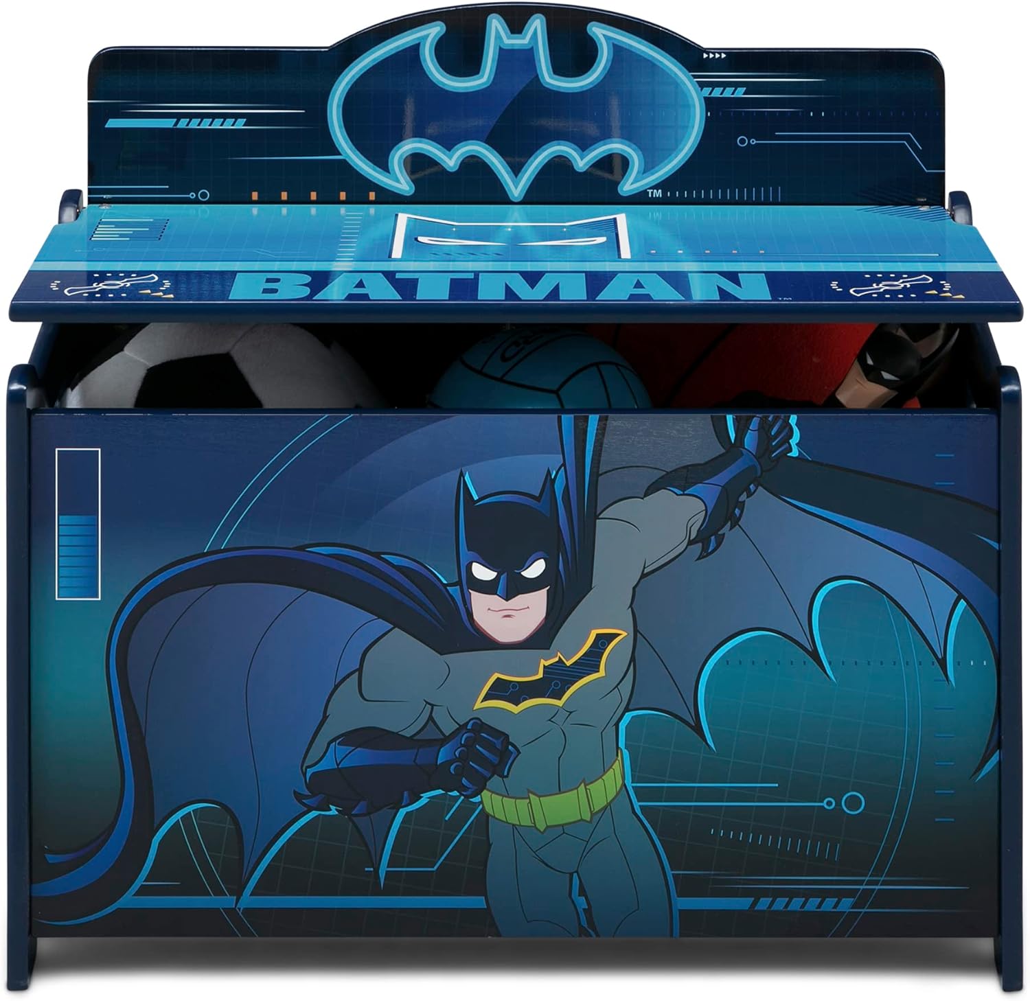 Batman Deluxe Toy Box by Delta Children Greenguard Gold Certified, Black Blue2