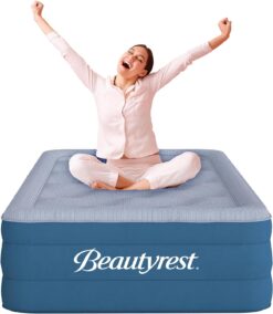 Beautyrest Comfort Plus Air Bed Mattress with Built-in Pump and Plush Cooling Topper, 17