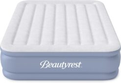 Beautyrest Hi-Loft Inflatable Mattress: Raised-Profile Air Bed with External Pump, Full Blue