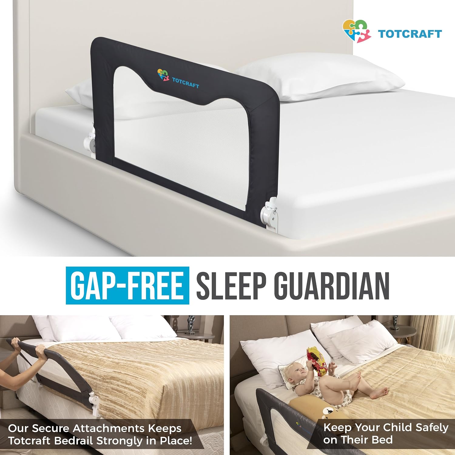 Bed Safety Rails for Toddlers - Bed Rail Guard for Queen, King, Full Szie, Twin Mattress Bed (Grey, 35.5W 23.5H Inch (Regular Extra Tall))6