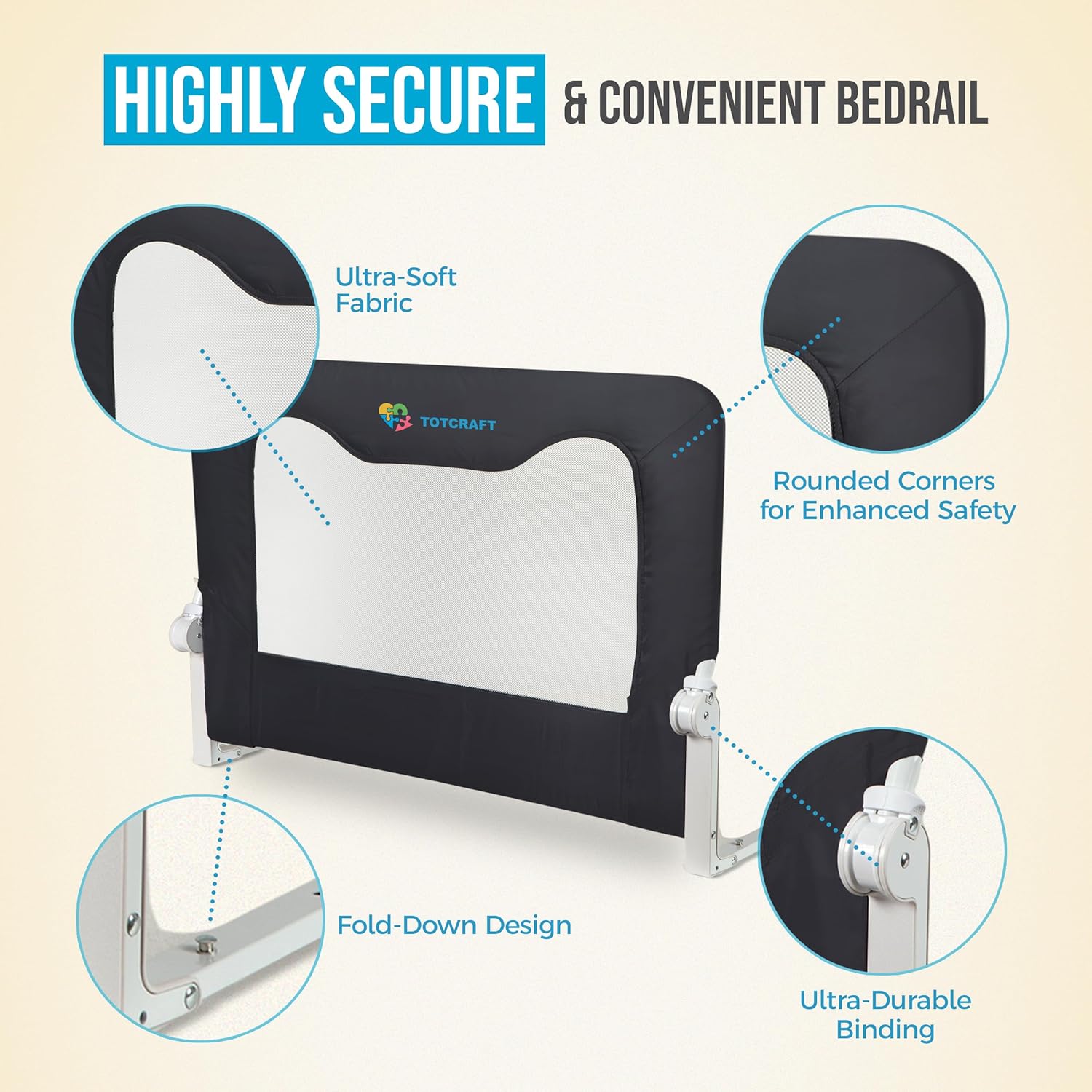 Bed Safety Rails for Toddlers - Bed Rail Guard for Queen, King, Full Szie, Twin Mattress Bed (Grey, 35.5W 23.5H Inch (Regular Extra Tall))8